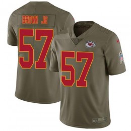 Kansas City Chiefs #57 Orlando Brown Jr. Olive Youth Stitched NFL Limited 2017 Salute To Service Jersey