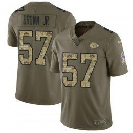 Kansas City Chiefs #57 Orlando Brown Jr. Olive/Camo Youth Stitched NFL Limited 2017 Salute To Service Jersey