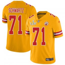 Kansas City Chiefs #71 Mitchell Schwartz Gold Youth Super Bowl LV Bound Stitched NFL Limited Inverted Legend Jersey