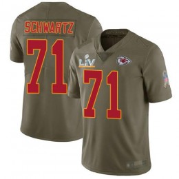 Kansas City Chiefs #71 Mitchell Schwartz Olive Youth Super Bowl LV Bound Stitched NFL Limited 2017 Salute To Service Jersey