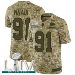 Kansas City Chiefs #91 Derrick Nnadi Camo Super Bowl LIV 2020 Youth Stitched NFL Limited 2018 Salute To Service Jersey