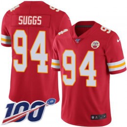 Kansas City Chiefs #94 Terrell Suggs Red Team Color Youth Stitched NFL 100th Season Vapor Untouchable Limited Jersey