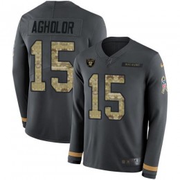Las Vegas Raiders #15 Nelson Agholor Anthracite Salute to Service Youth Stitched NFL Limited Therma Long Sleeve Jersey
