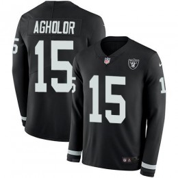 Las Vegas Raiders #15 Nelson Agholor Black Team Color Youth Stitched NFL Limited Therma Long Sleeve Jersey