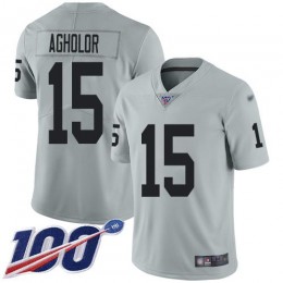 Las Vegas Raiders #15 Nelson Agholor Silver Youth Stitched NFL Limited Inverted Legend 100th Season Jersey