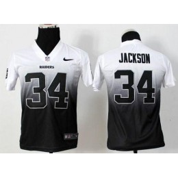Raiders #34 Bo Jackson White/Black Youth Stitched NFL Elite Fadeaway Fashion Jersey