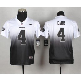 Raiders #4 Derek Carr White/Black Youth Stitched NFL Elite Fadeaway Fashion Jersey