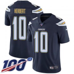 Chargers #10 Justin Herbert Navy Blue Team Color Youth Stitched NFL 100th Season Vapor Untouchable Limited Jersey
