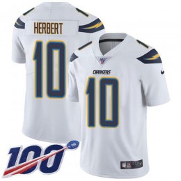 Chargers #10 Justin Herbert White Youth Stitched NFL 100th Season Vapor Untouchable Limited Jersey