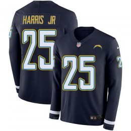 Los Angeles Chargers #25 Chris Harris Jr Navy Blue Team Color Youth Stitched NFL Limited Therma Long Sleeve Jersey