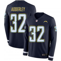 Los Angeles Chargers #32 Nasir Adderley Navy Blue Team Color Youth Stitched NFL Limited Therma Long Sleeve Jersey