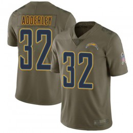 Los Angeles Chargers #32 Nasir Adderley Olive Youth Stitched NFL Limited 2017 Salute to Service Jersey