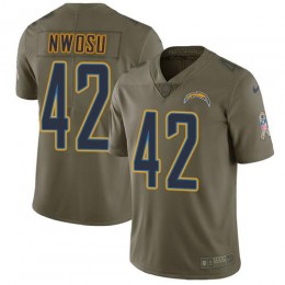Los Angeles Chargers #42 Uchenna Nwosu Olive Youth Stitched NFL Limited 2017 Salute to Service Jersey