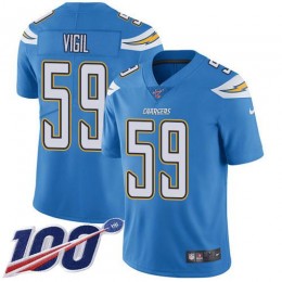 Los Angeles Chargers #59 Nick Vigil Electric Blue Alternate Youth Stitched NFL 100th Season Vapor Untouchable Limited Jersey