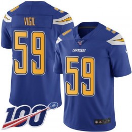 Los Angeles Chargers #59 Nick Vigil Electric Blue Youth Stitched NFL Limited Rush 100th Season Jersey