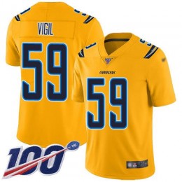 Los Angeles Chargers #59 Nick Vigil Gold Youth Stitched NFL Limited Inverted Legend 100th Season Jersey
