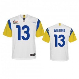 Los Angeles Los Angeles Rams #13 John Wolford Youth Super Bowl LVI Patch Alternate Game NFL Jersey – White Youth