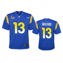 Los Angeles Los Angeles Rams #13 John Wolford Youth Super Bowl LVI Patch Game NFL Jersey – Royal Youth
