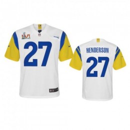 Los Angeles Los Angeles Rams #27 Darrell Henderson Youth Super Bowl LVI Patch Alternate Game NFL Jersey – White Youth