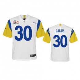 Los Angeles Los Angeles Rams #30 Raymond Calais Youth Super Bowl LVI Patch Alternate Game NFL Jersey – White Youth