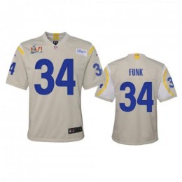 Los Angeles Los Angeles Rams #34 Jake Funk Youth Super Bowl LVI Patch Game NFL Jersey – Bone Youth