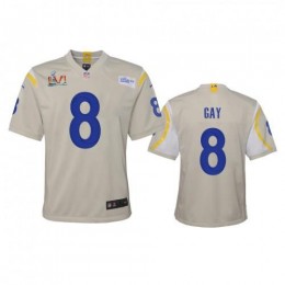 Los Angeles Los Angeles Rams #8 Matt Gay Youth Super Bowl LVI Patch Game NFL Jersey – Bone Youth