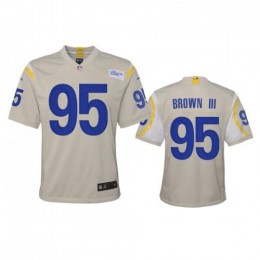 Los Angeles Los Angeles Rams #95 Bobby Brown III Youth Game NFL Jersey – Bone Youth