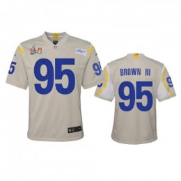 Los Angeles Los Angeles Rams #95 Bobby Brown III Youth Super Bowl LVI Patch Game NFL Jersey – Bone Youth