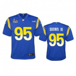 Los Angeles Los Angeles Rams #95 Bobby Brown III Youth Super Bowl LVI Patch Game NFL Jersey – Royal Youth
