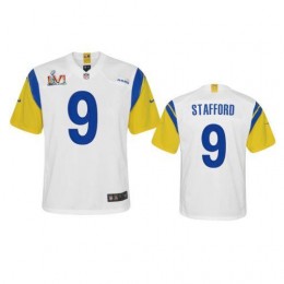 Los Angeles Rams #9 Matthew Stafford Youth Super Bowl LVI Patch Alternate Game NFL Jersey – White