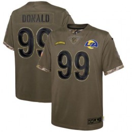 Los Angeles Rams #99 Aaron Donald Youth 2022 Salute To Service Limited Jersey – Olive