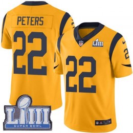 Los Angeles Rams #22 Marcus Peters Gold Super Bowl LIII Bound Youth Stitched NFL Limited Rush Jersey