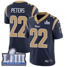 Los Angeles Rams #22 Marcus Peters Navy Blue Team Color Super Bowl LIII Bound Youth Stitched NFL Vapor Untouchable Limited Jersey