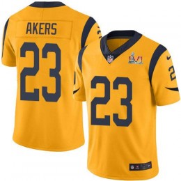 Los Angeles Rams #23 Cam Akers Gold Super Bowl LVI Patch Youth Stitched NFL Limited Rush Jersey