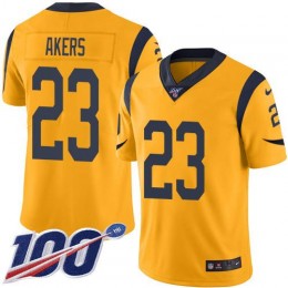 Los Angeles Rams #23 Cam Akers Gold Youth Stitched NFL Limited Rush 100th Season Jersey