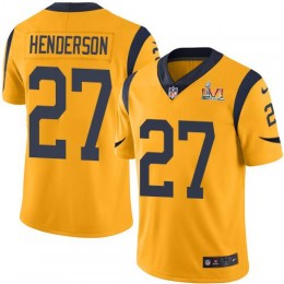 Los Angeles Rams #27 Darrell Henderson Gold Super Bowl LVI Patch Youth Stitched NFL Limited Rush Jersey