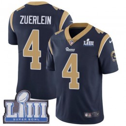 Los Angeles Rams #4 Greg Zuerlein Navy Blue Team Color Super Bowl LIII Bound Youth Stitched NFL Vapor Untouchable Limited Jersey