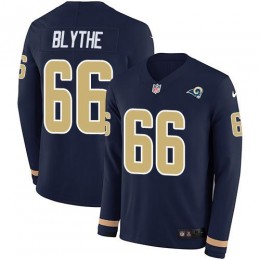 Los Angeles Rams #66 Austin Blythe Navy Blue Team Color Youth Stitched NFL Limited Therma Long Sleeve Jersey