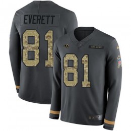 Los Angeles Rams #81 Gerald Everett Anthracite Salute to Service Youth Stitched NFL Limited Therma Long Sleeve Jersey