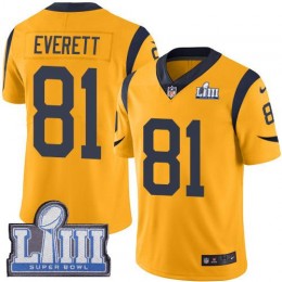 Los Angeles Rams #81 Gerald Everett Gold Super Bowl LIII Bound Youth Stitched NFL Limited Rush Jersey