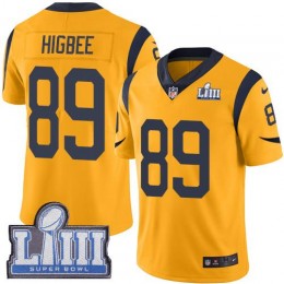 Los Angeles Rams #89 Tyler Higbee Gold Super Bowl LIII Bound Youth Stitched NFL Limited Rush Jersey