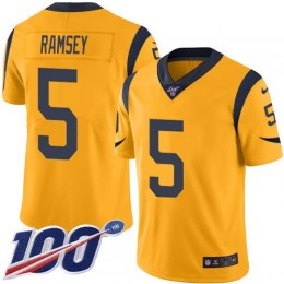 Rams #5 Jalen Ramsey Gold Youth Stitched NFL Limited Rush 100th Season Jersey