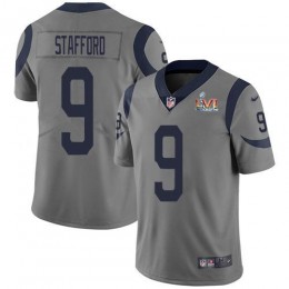 Rams #9 Matthew Stafford Gray Super Bowl LVI Patch Youth Stitched NFL Limited Inverted Legend Jersey
