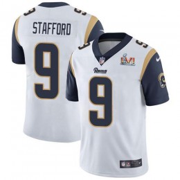 Rams #9 Matthew Stafford White Super Bowl LVI Patch Youth Stitched NFL Vapor Untouchable Limited Jersey