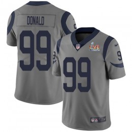 Rams #99 Aaron Donald Gray Super Bowl LVI Patch Youth Stitched NFL Limited Inverted Legend Jersey