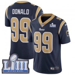 Rams #99 Aaron Donald Navy Blue Team Color Super Bowl LIII Bound Youth Stitched NFL Vapor Untouchable Limited Jersey