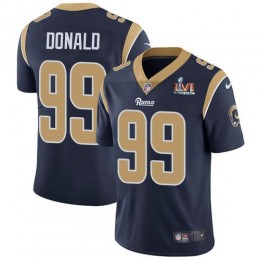 Rams #99 Aaron Donald Navy Blue Team Color Super Bowl LVI Patch Youth Stitched NFL Vapor Untouchable Limited Jersey