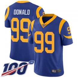 Rams #99 Aaron Donald Royal Blue Alternate Youth Stitched NFL 100th Season Vapor Limited Jersey