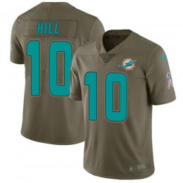 Dolphins #10 Tyreek Hill Olive Youth Stitched NFL Limited 2017 Salute To Service Jersey