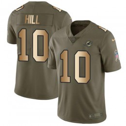 Dolphins #10 Tyreek Hill Olive/Gold Youth Stitched NFL Limited 2017 Salute To Service Jersey